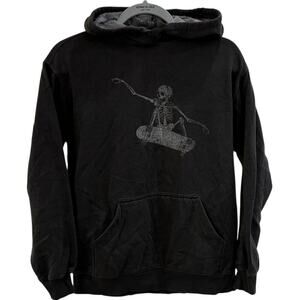 Full Tilt Skeleton Riding Skateboard Hoodie Black Medium